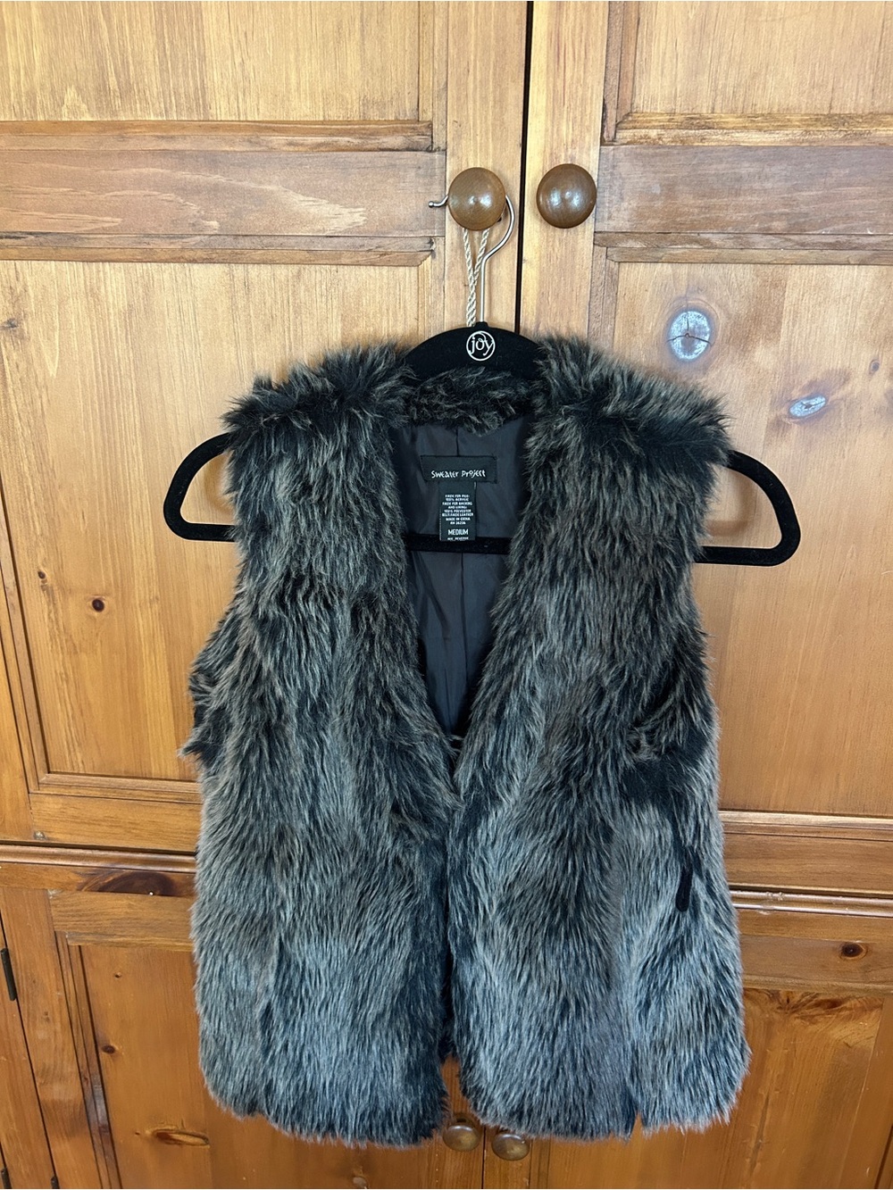 Soft Surroundings Faux Fur Vest in Dark Gray and Black Tones
